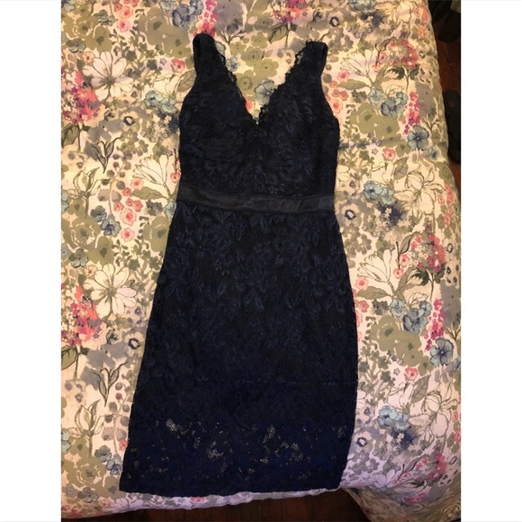 Navy blue lace overlay dress - worn once - Picture 2 of 4